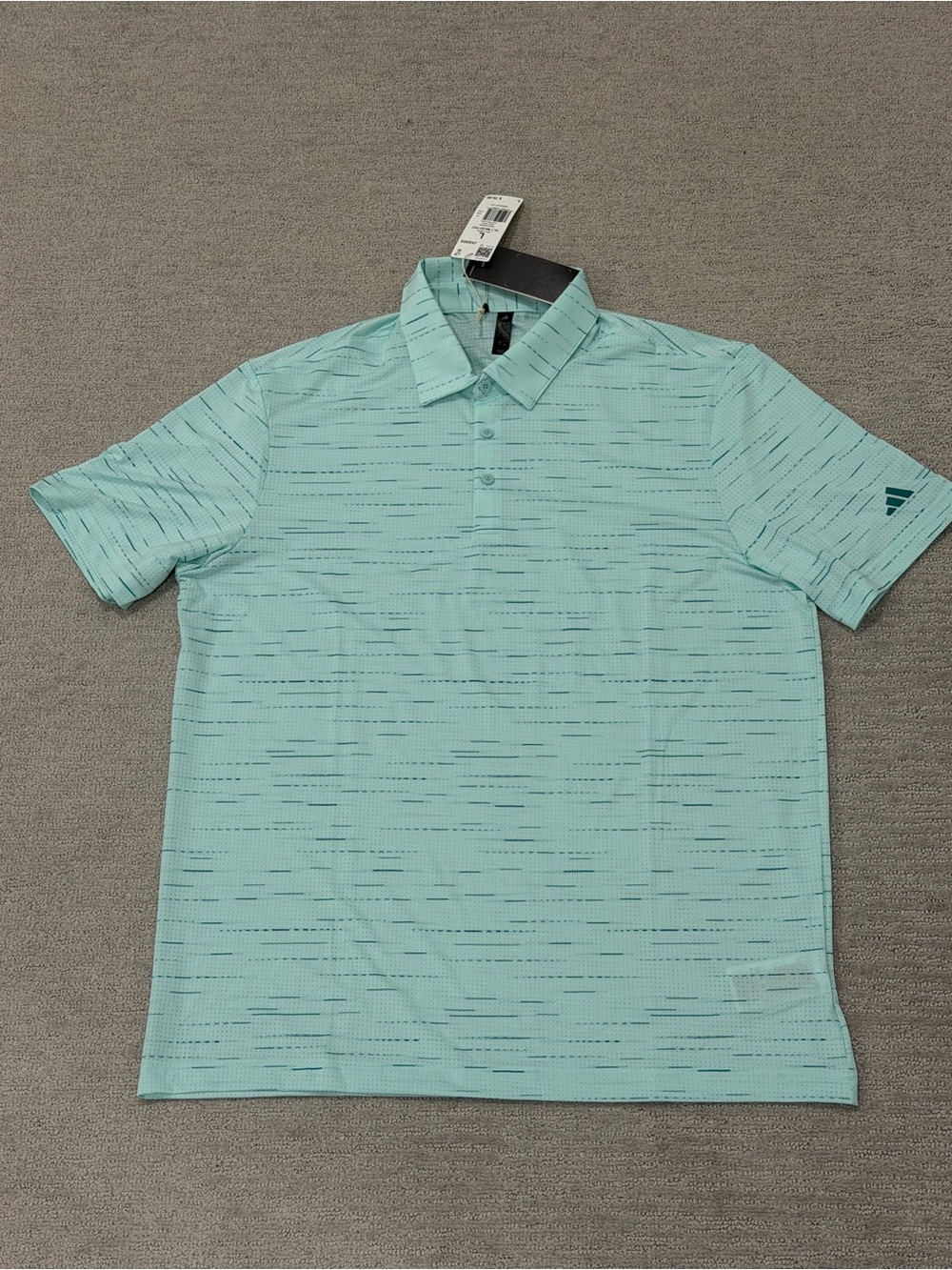 adidas Men's Ultimate365 Mesh Glimmer Print Polo Shirt Color Semi Flash Aqua